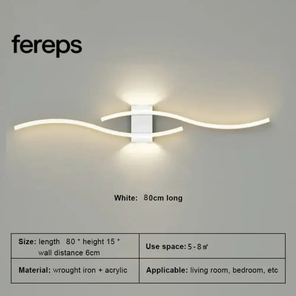 Modern LED Wall Lamp with Remote Control – Double Curve Design in Black and Gold for Stylish Indoor Wall Lighting White