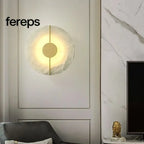 Modern Marble Wall Lamp Sconce with LED – Elegant Gold Copper Finish for Living Room and Bedroom
