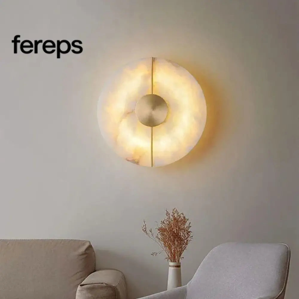 Modern Marble Wall Lamp Sconce with LED – Elegant Gold Copper Finish for Living Room and Bedroom