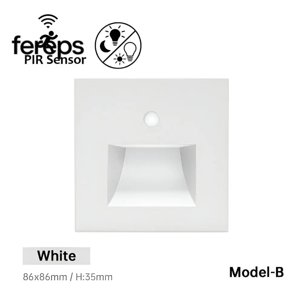 Modern motion sensor staircase light - Stylish & safe home lighting White with sensor B