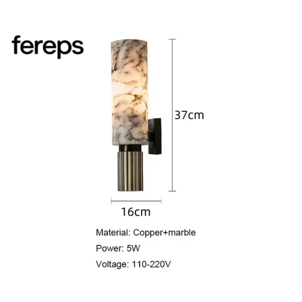 Modern Natural Marble Wall Lamp with Copper Accents – Elegant Wall Sconce Lighting for Bedroom and Corridor