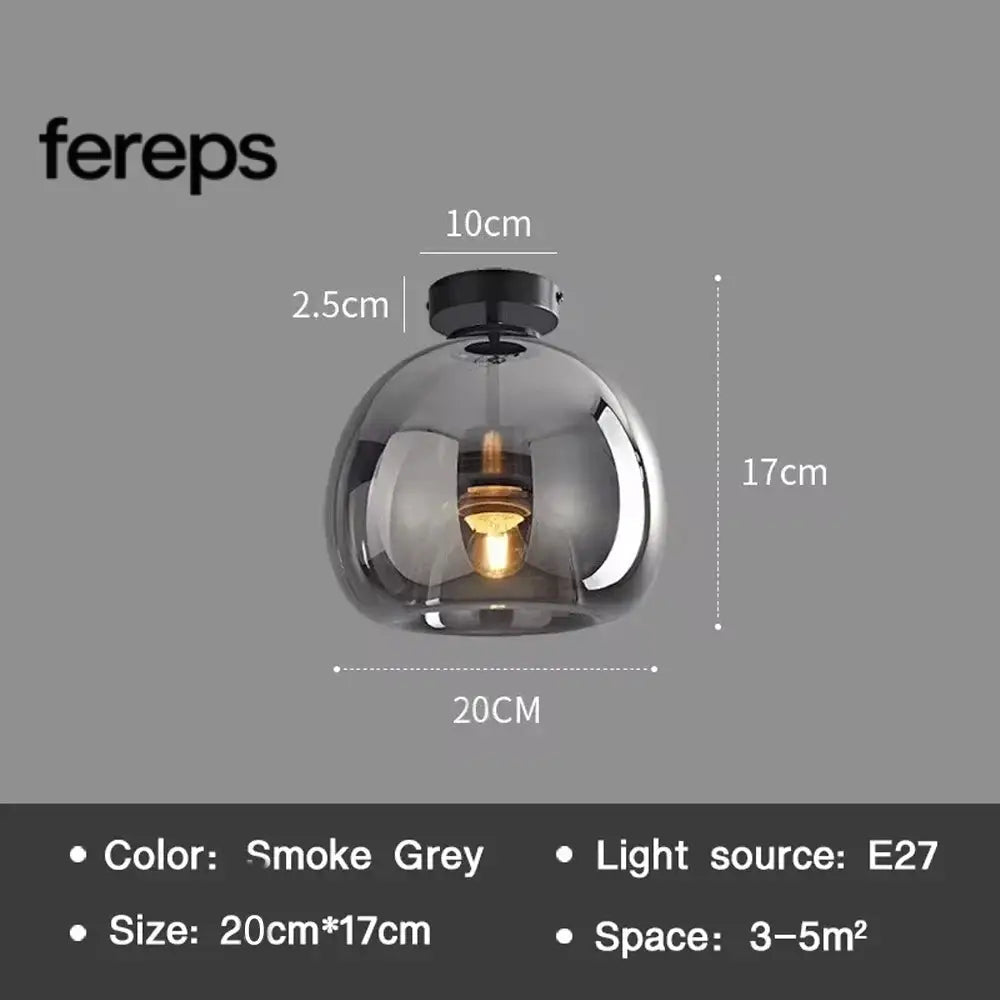 Modern Nordic Ceiling Lamp with Cognac Glass Shade – LED Ceiling Lights for Dining Room and Living Spaces 20A-Black