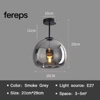 Modern Nordic Ceiling Lamp with Cognac Glass Shade – LED Ceiling Lights for Dining Room and Living Spaces 20B-Black
