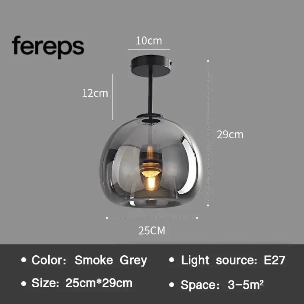 Modern Nordic Ceiling Lamp with Cognac Glass Shade – LED Ceiling Lights for Dining Room and Living Spaces B-Black