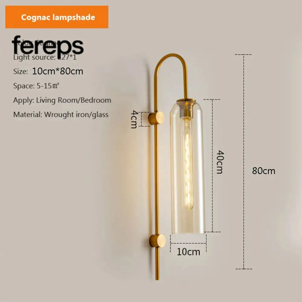Modern Nordic Glass Pendant Ceiling Lamp – E27 LED Ceiling Light Fixture for Bedroom and Living Room Gold Cognac