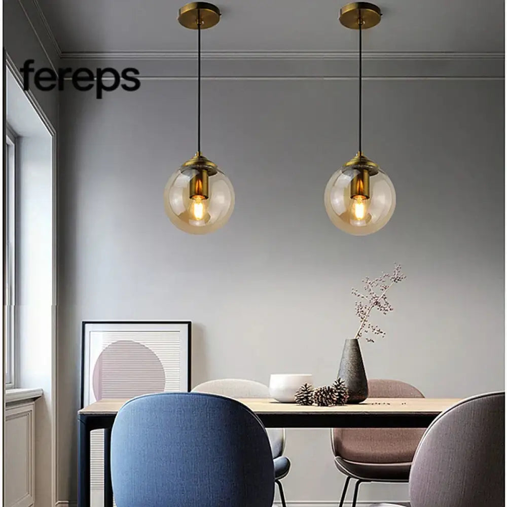 Modern Nordic Glass Pendant Lamp – Stylish Kitchen Pendant Lighting with Metal Fixture for Living and Dining Rooms