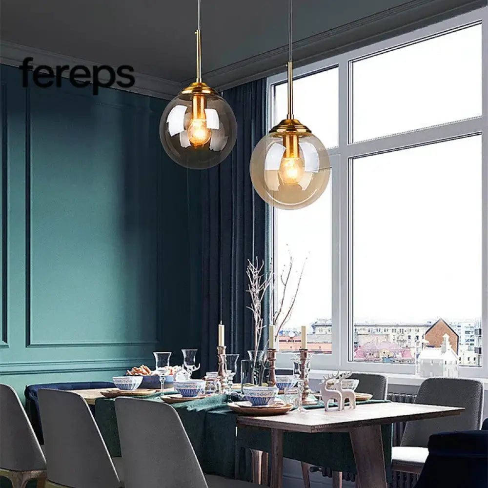 Modern Nordic Glass Pendant Lamp – Stylish Kitchen Pendant Lighting with Metal Fixture for Living and Dining Rooms