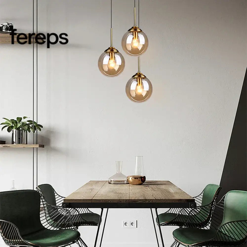 Modern Nordic Glass Pendant Lamp – Stylish Kitchen Pendant Lighting with Metal Fixture for Living and Dining Rooms