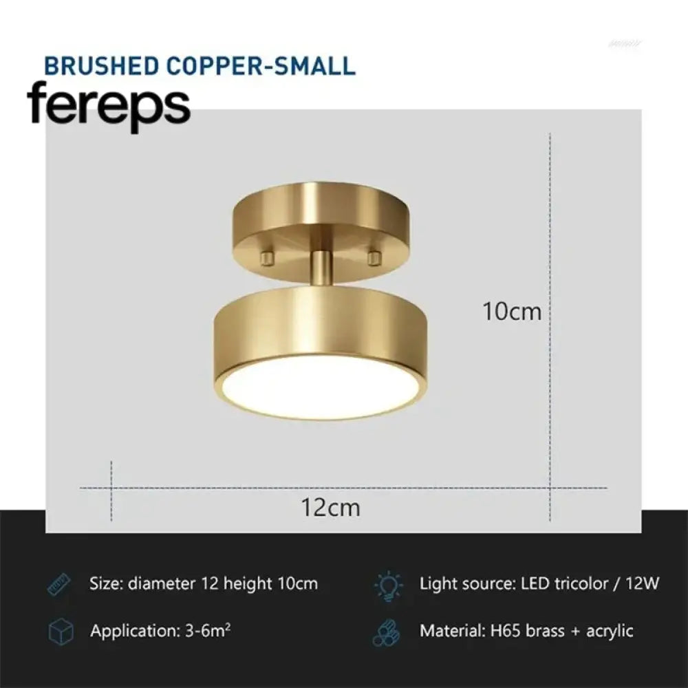Modern Rotatable LED Ceiling Light Fixture Copper 12cm / Warm white