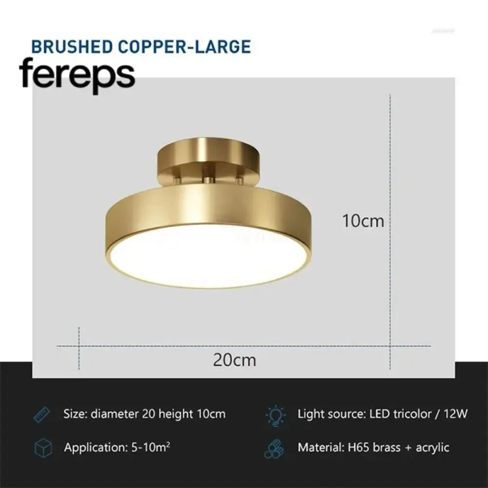 Modern Rotatable LED Ceiling Light Fixture Copper 20cm / Warm white