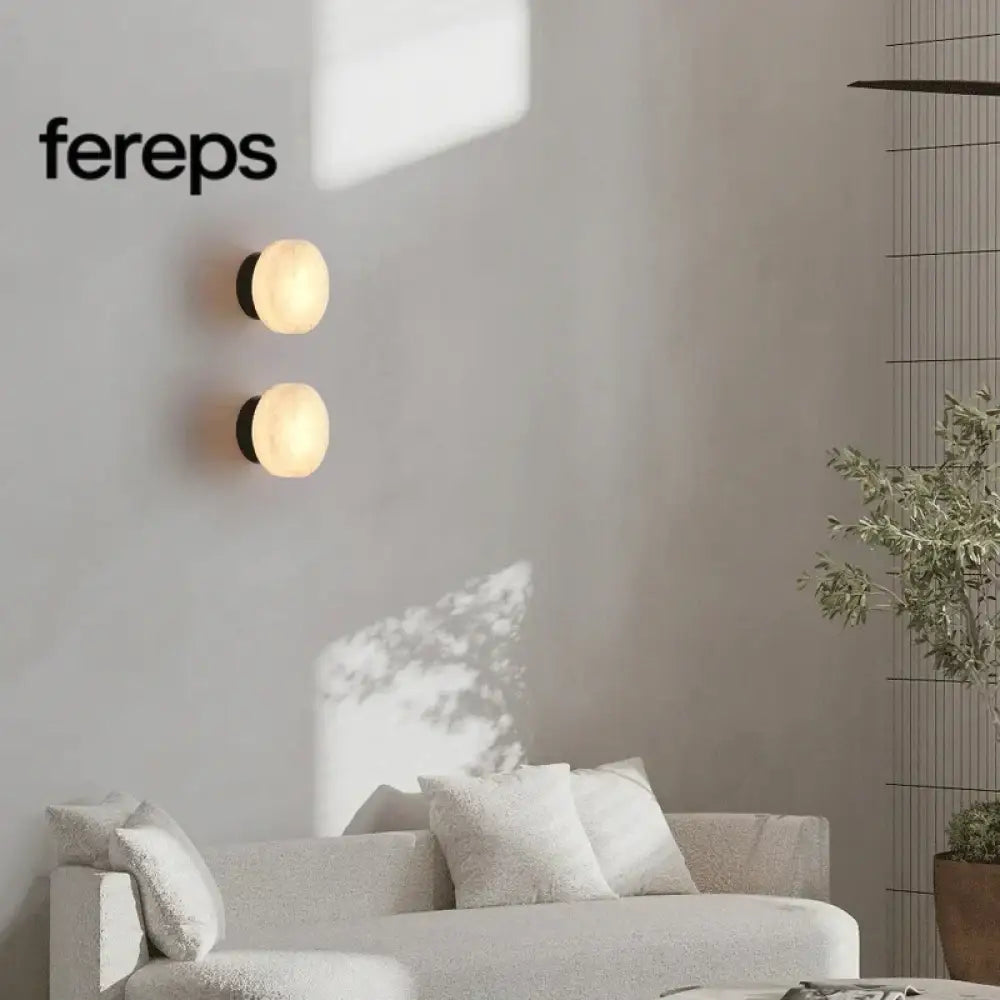 Modern Round LED Wall Lamp in Natural Marble - Elegant Wall Lights Indoor for Living Room and Bedroom Sconces
