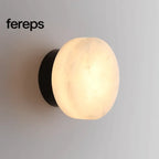 Modern Round LED Wall Lamp in Natural Marble - Elegant Wall Lights Indoor for Living Room and Bedroom Sconces