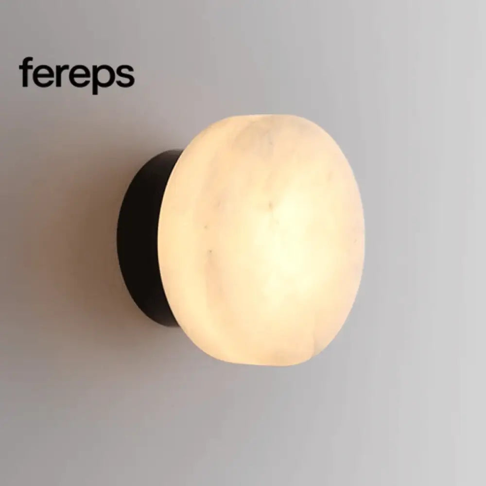 Modern Round LED Wall Lamp in Natural Marble - Elegant Wall Lights Indoor for Living Room and Bedroom Sconces