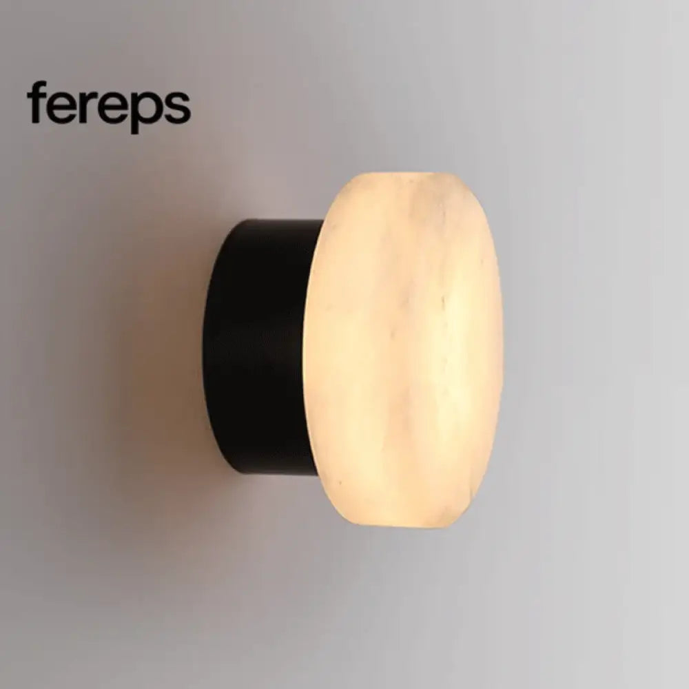 Modern Round LED Wall Lamp in Natural Marble - Elegant Wall Lights Indoor for Living Room and Bedroom Sconces