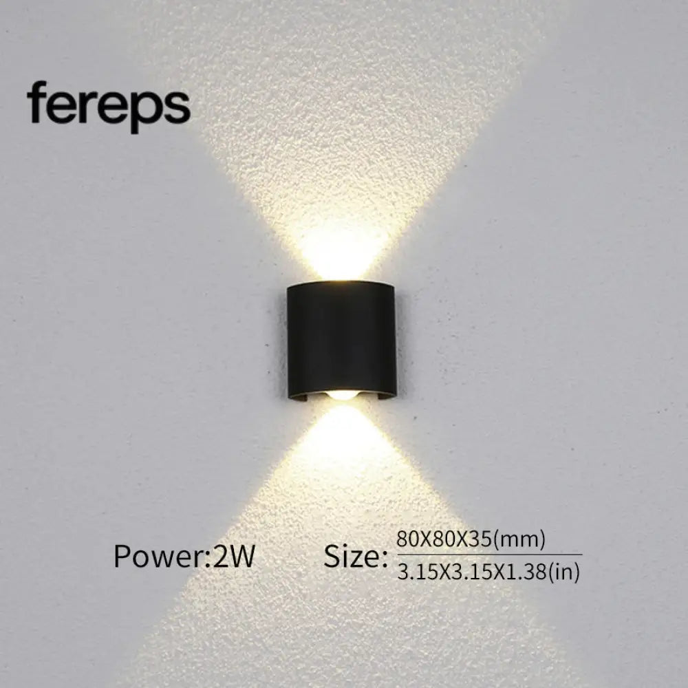 Modern Waterproof LED Wall Light for Indoor and Outdoor Use 2W Black / Cold White