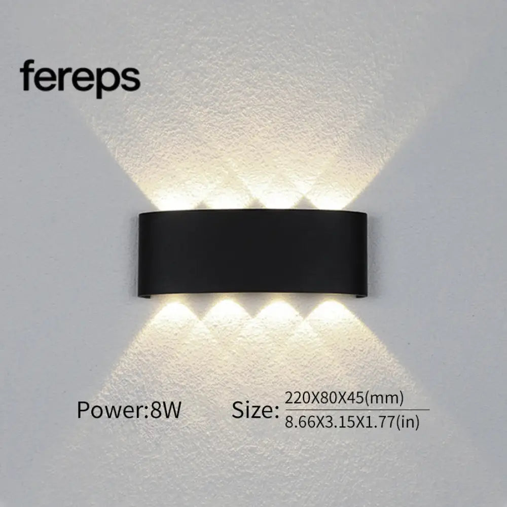 Modern Waterproof LED Wall Light for Indoor and Outdoor Use 8W Black / Cold White