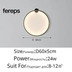 Moon LED Wall Light – Modern Wall Lamp for Bedroom Living Room and Hallway Black D60x5cm / Cool white no remote