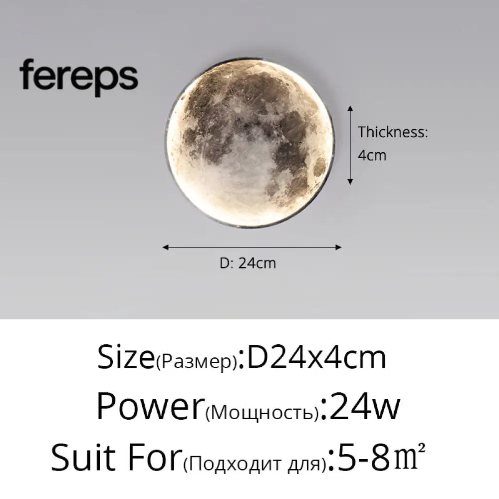 Moon LED Wall Light – Modern Wall Lamp for Bedroom Living Room and Hallway Moon D24cm / Cool white no remote