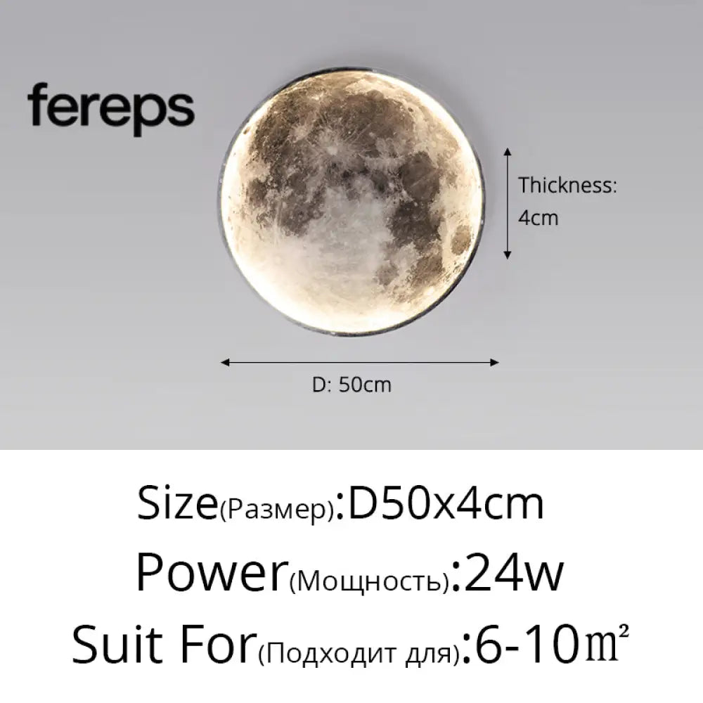 Moon LED Wall Light – Modern Wall Lamp for Bedroom Living Room and Hallway Moon D50cm / Cool white no remote