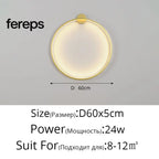 Moon LED Wall Light – Modern Wall Lamp for Bedroom Living Room and Hallway Gold D60x5cm / Cool white no remote