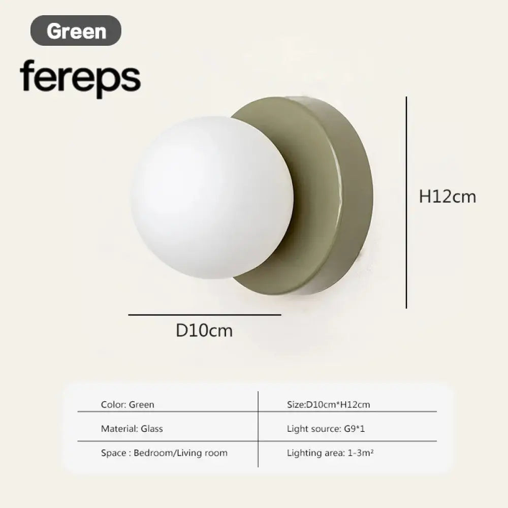 Nordic LED Glass Wall Lamp – Minimalist Base Sconce for Bedroom Hallway and Staircase Lighting Green