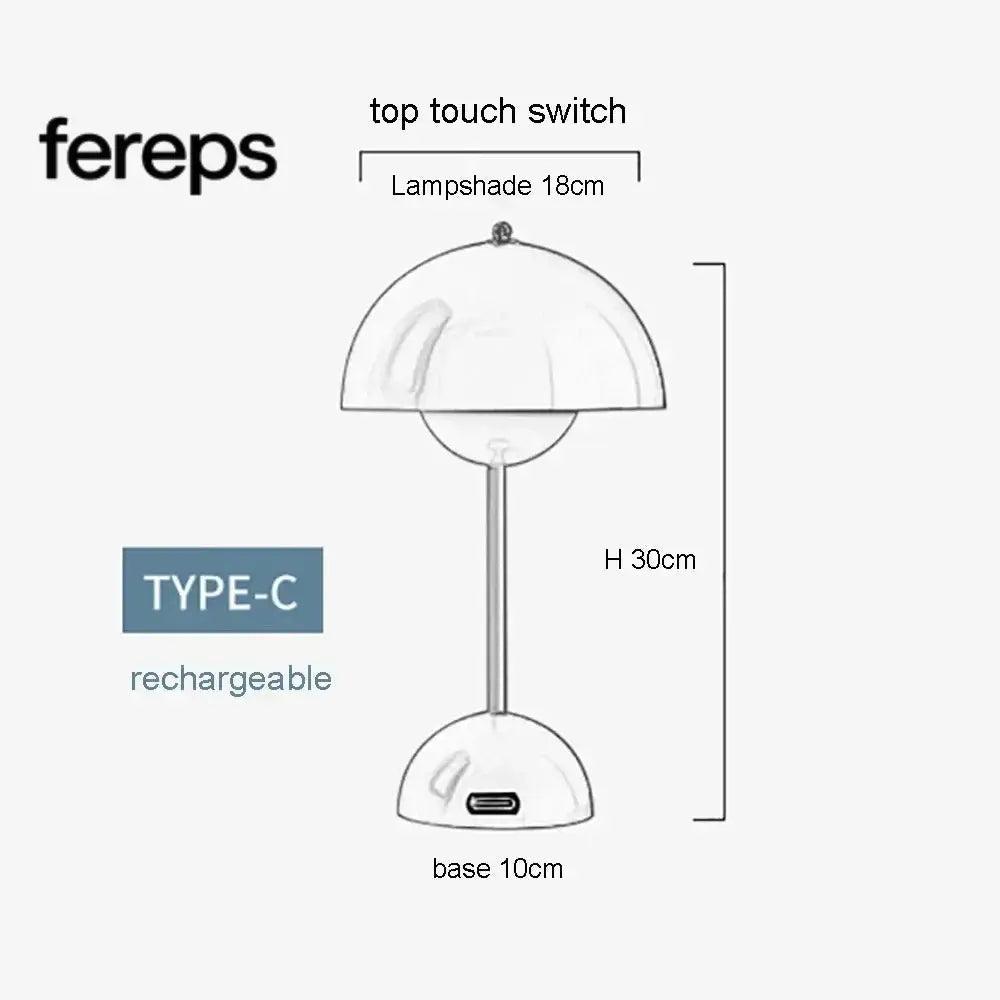 Nordic Led Table Lamp - Rechargeable Mushroom Lamp