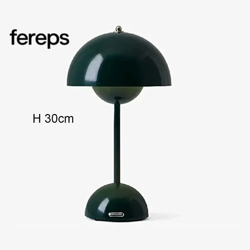 Nordic Led Table Lamp - Rechargeable Mushroom Lamp Dark green
