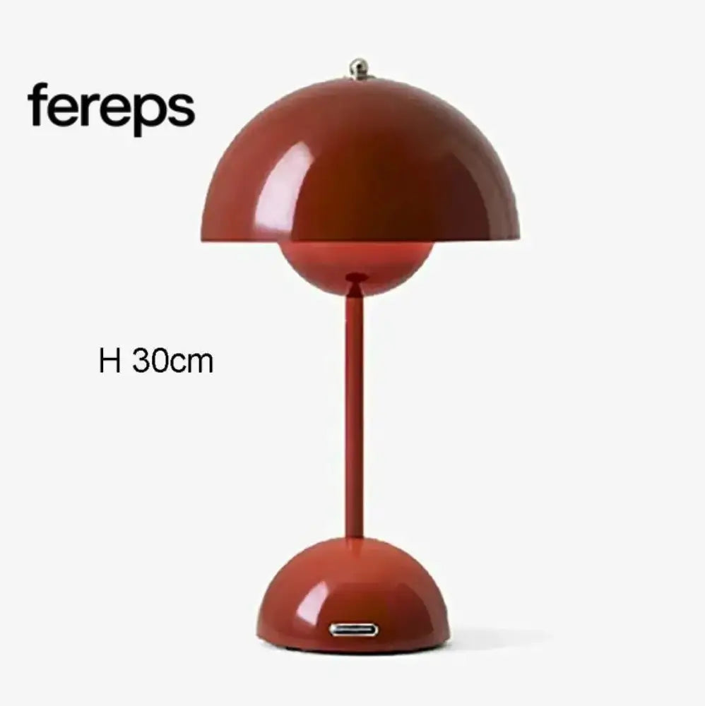Nordic Led Table Lamp - Rechargeable Mushroom Lamp Wine red