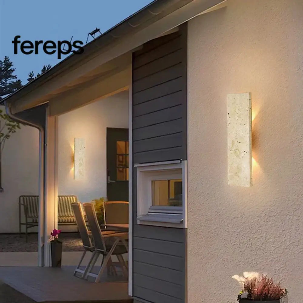 Outdoor Waterproof LED Wall Lamp with Natural Stone Design – Versatile Sconce Light for Indoor and Outdoor Use